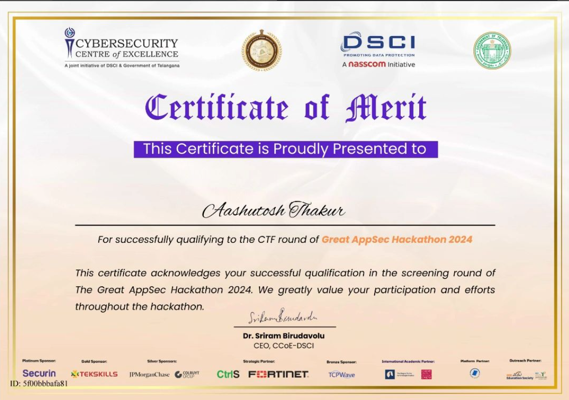 AppSec Hackathon Certificate